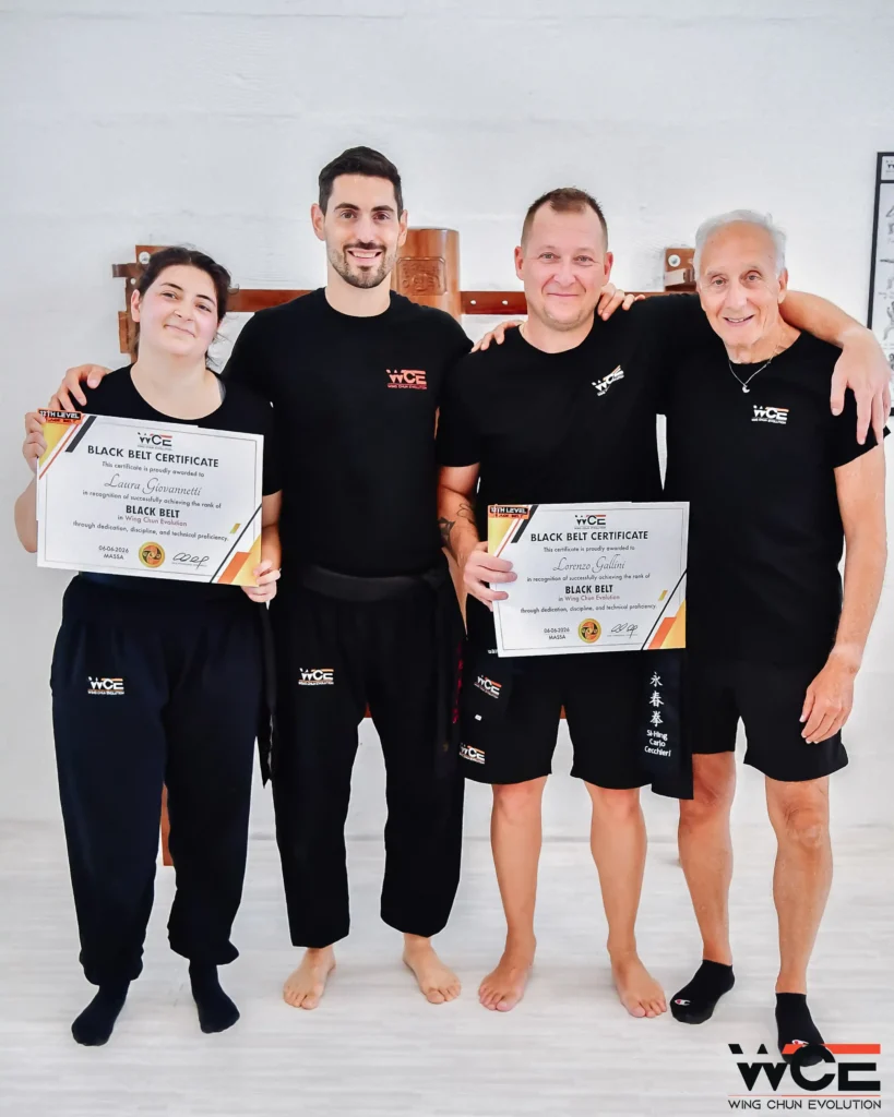 Laura Giovannetti e Lorenzo Gallini durante l'esame di cintura nera della Wing Chun Evolution Academy